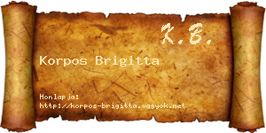 Korpos Brigitta névjegykártya